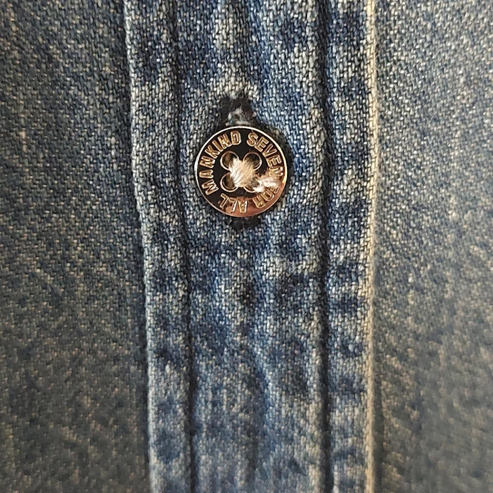7 For All Man Kind Women's Flared Sleeve Button-Down Denim Shirt NWT Size S - Picture 6 of 12